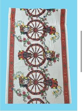 Antica Sartoria Red & White Sicilian wheel  40X70 Sarong scarf NWT